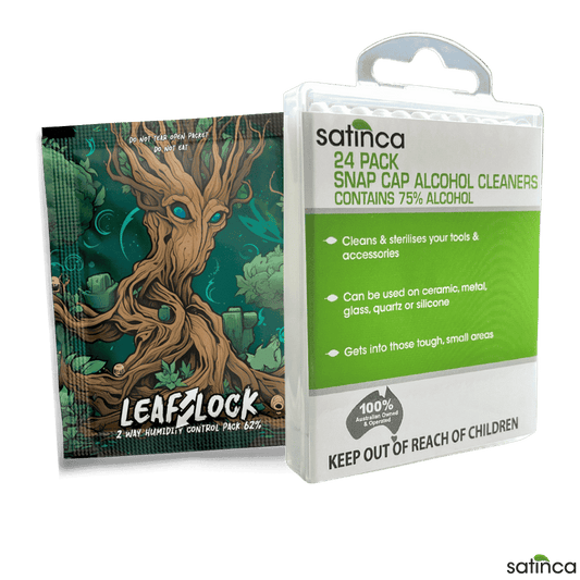 satinca Vape Snap Cap Cleaners + Bonus LeafLock Dry Herb Humidity Pack 4g